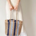Striped Raffia Shopper Bag
